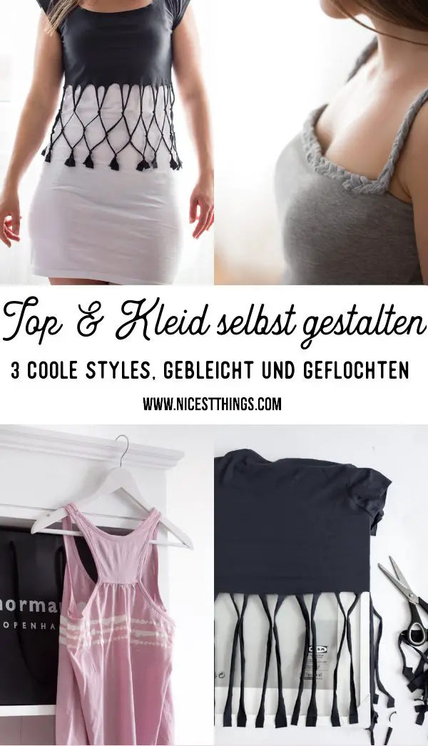 T-Shirt gestalten Top bleichen DIY Kleid Flechttop Shirt selber machen #diy #fashiondiy #bleiche #bleach #shirt # top #dress #fishnet #diydress #diytop #diyshirt