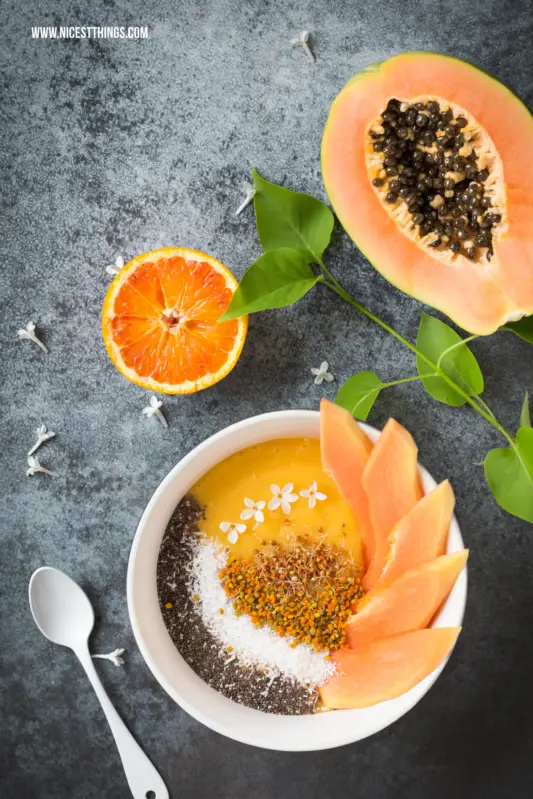 Smoothie Bowl Rezept Mit Mango Orange Papaya Und Blutenpollen Nicest Things