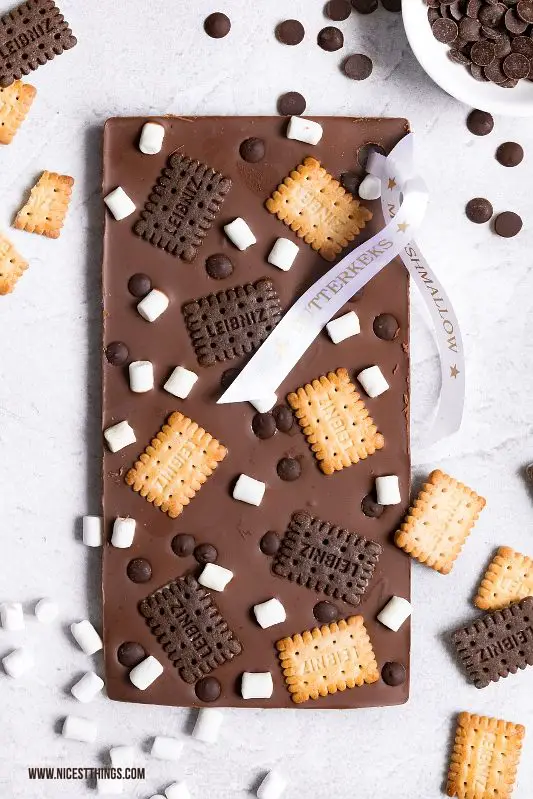 DIY Schokoladentafeln Schokolade selber machen Butterkeks Marshmallow