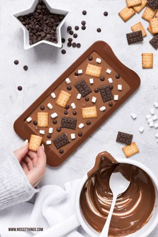 Schokolade selber machen DIY Schokoladentafeln Butterkeks