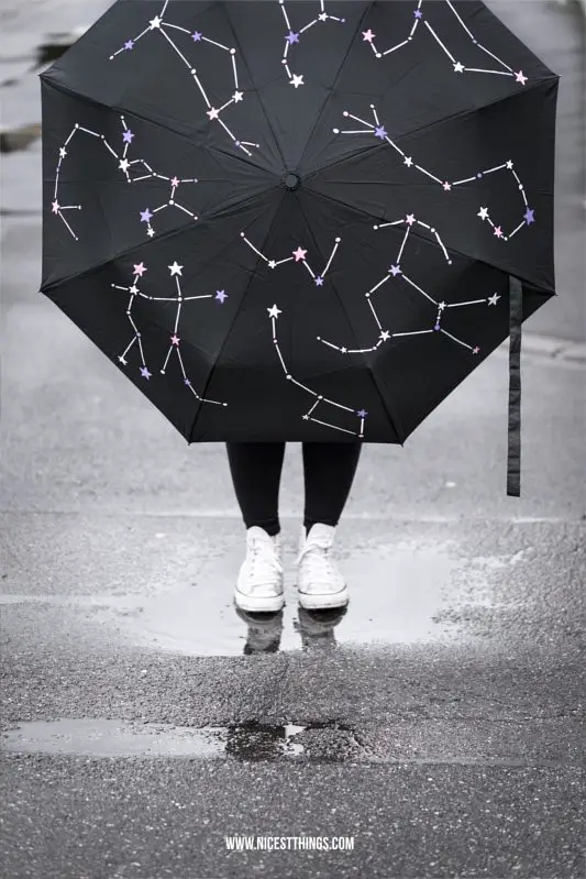 Sternbilder Regenschirm DIY Schirm Sterne bemalen