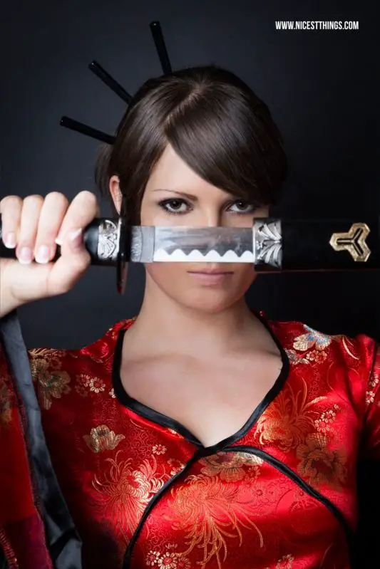 Samurai Shooting Kill Bill Geisha Kostüm Katana