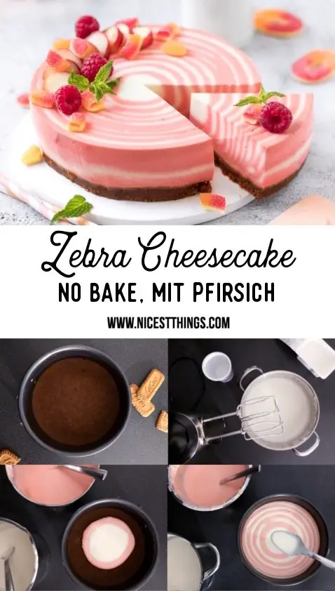 Zebra Cheesecake Zebrakuchen Rezept No Bake Pfirsich #cheesecake #zebrakuchen