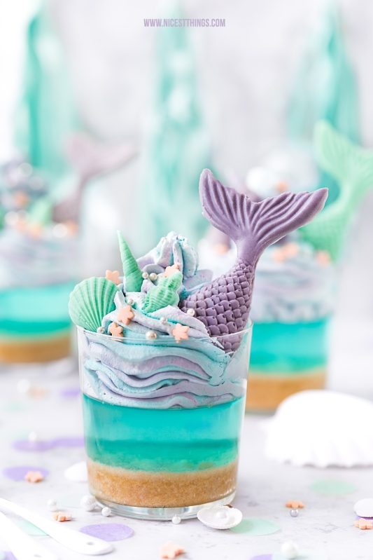 Meerjungfrau Dessert mit Meerjungfrauen Flossen zur Mermaid Party