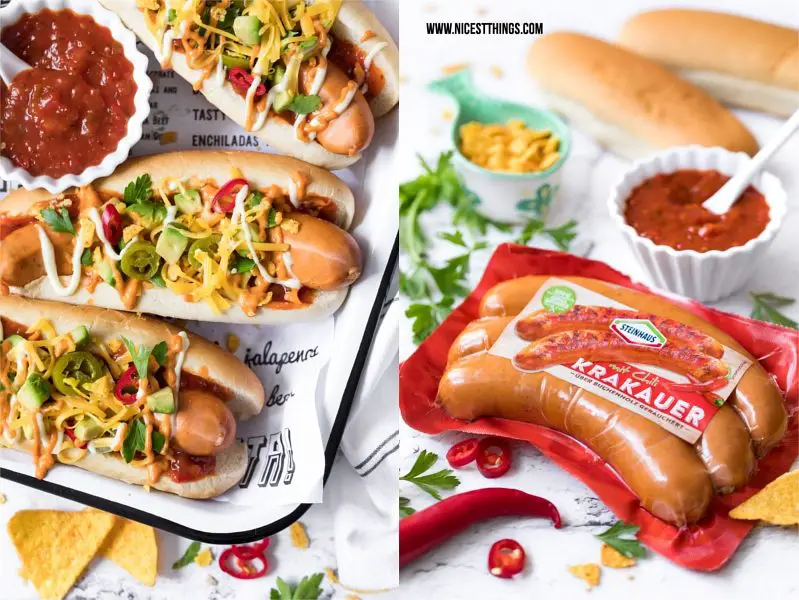 Mexikanische Hot Dogs Rezept mit Steinhaus Krakauer mit Chilli (Werbung)
