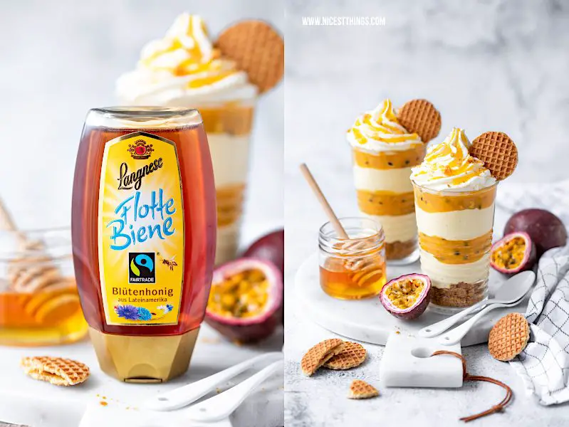 Langnese Honig Flotte Biene Fairtrade Dessert Rezept Osterbrunch #langnesehonig #osterbrunch #honig #maracuja