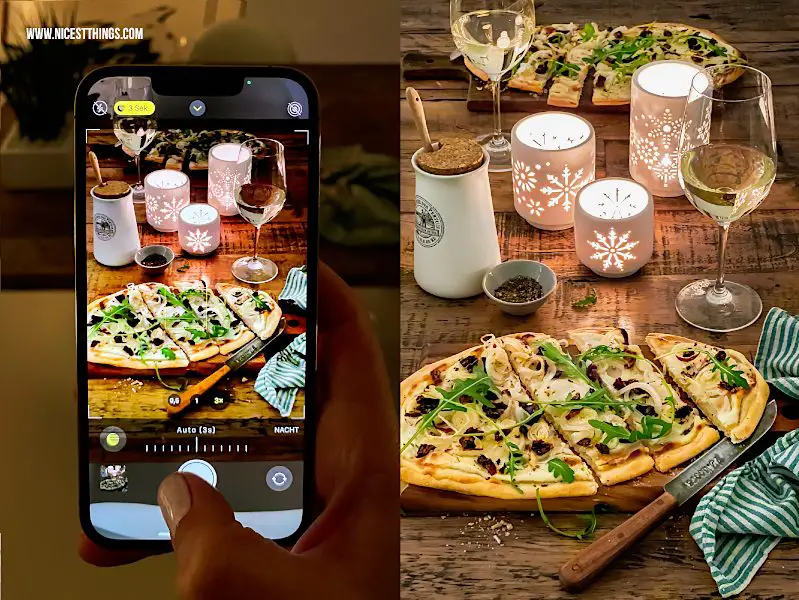 Food Fotografie mit dem iPhone 13 Pro Bildstile #iphone #iphone13 #iphone13pro #foodfotografie #foodphotography #smartphone #nachtmodus #flammkuchen