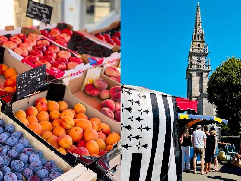 Bretagne Tipps: Markt in Plouguerneau, Frankreich mit Aprikosen, Pfirsichen