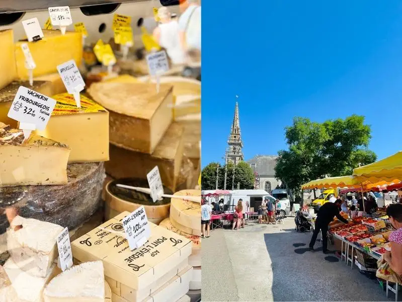 Markt in Plouguerneau, Bretagne, Frankreich, Käse