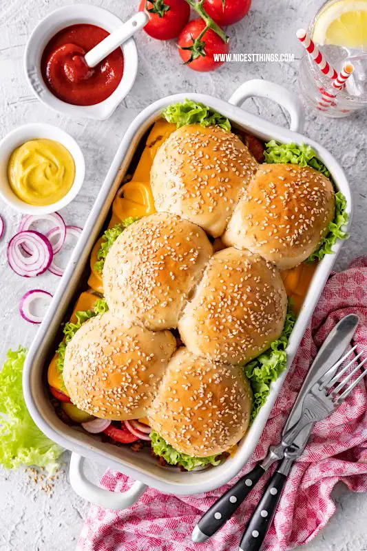 Burger Auflauf Rezept Burgerauflauf Cheeseburger Cheddar #burger #burgerauflauf #sliders #bakedburger #cheeseburger #cheddar #auflauf