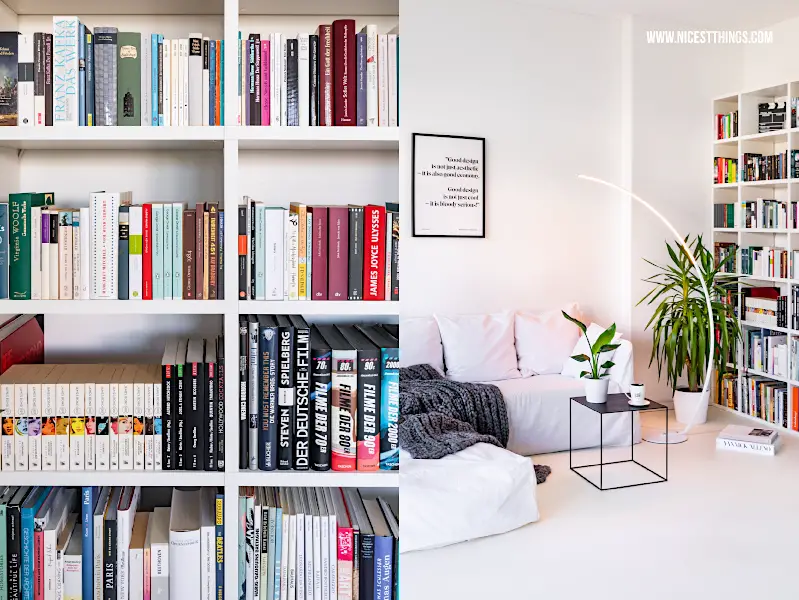 Bücherregal im Wohnzimmer weiß