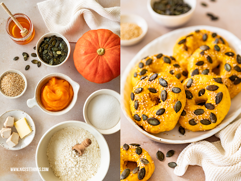 Kürbis Bagel Kürbisbagel herbstlicher Bagel Rezept mit Feldsalat, Birne, Brie, Pekannüssen und Maintal Hagebuttenmarmelade / Hiffenmark #kuerbisbagel #kuerbis #bagel #herbstbagel #maintal #hagebuttenkonfituere #hiffenmark
