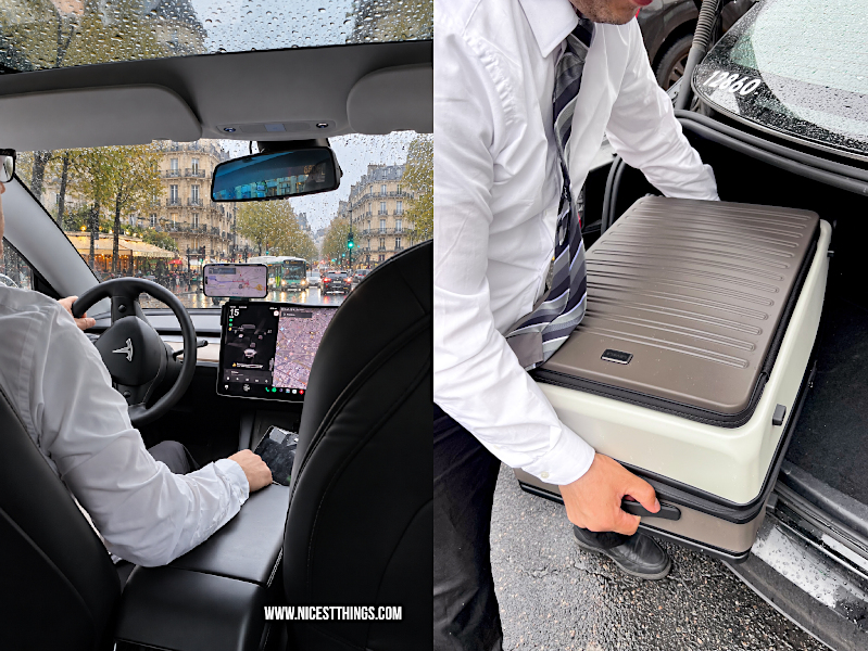 Mit dem Zug durch Europa: Warum der LEVEL8 Adventure Koffer der ideale Begleiter für Bahnreisen ist; hier in Paris im Taxi #reisekoffer #level8 #level8adventure #traveleurope #paris